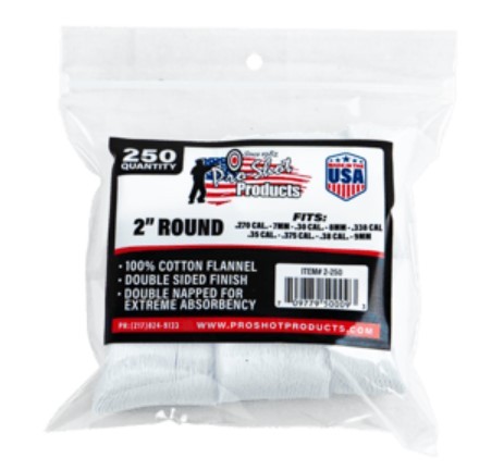 PROSHOT 2IN ROUND PATCHES - .270 CAL. TO .38 CAL. - 250 COUNT 2-250 - 556 Black Friday Promotion